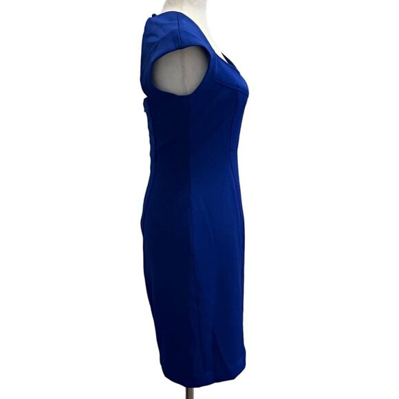 Maggy London Blue Cap Sleeve Shift Dress With Keyhole And Back Zipper Lined - Picture 5 of 10